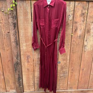 Stillwater Maroon Long Sleeve Silky Dress